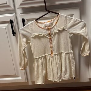 Matilda Jane Cream Peasant-Style Long Sleeve Top with Yellow Trim